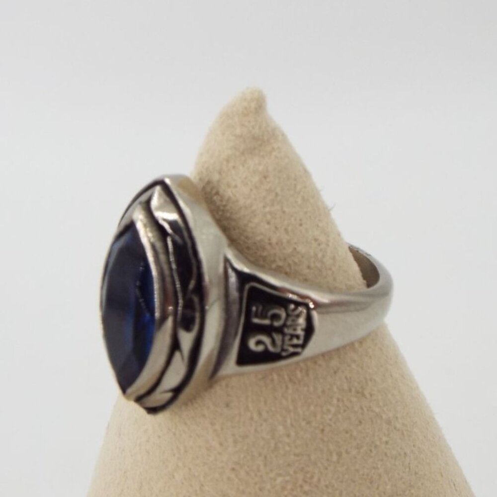 Vintage UAW Local 599 Women's Ring 25 Years of Service Blue Stone Size 6 - Picture 4 of 10